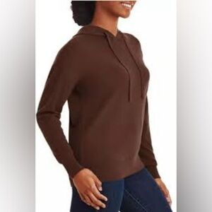 ⭐️Cashmere Luxury Soft Blend Hoodie,Chestnut,Stretch,Excellent Cond, Size Smalll